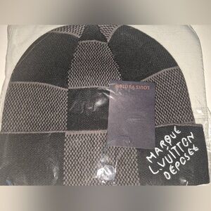 Louis Vuitton Black & Charcoal Damier Knit Hat